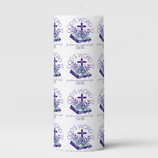 God's Word 77 Youtube Channel Pillar Candle (Front)