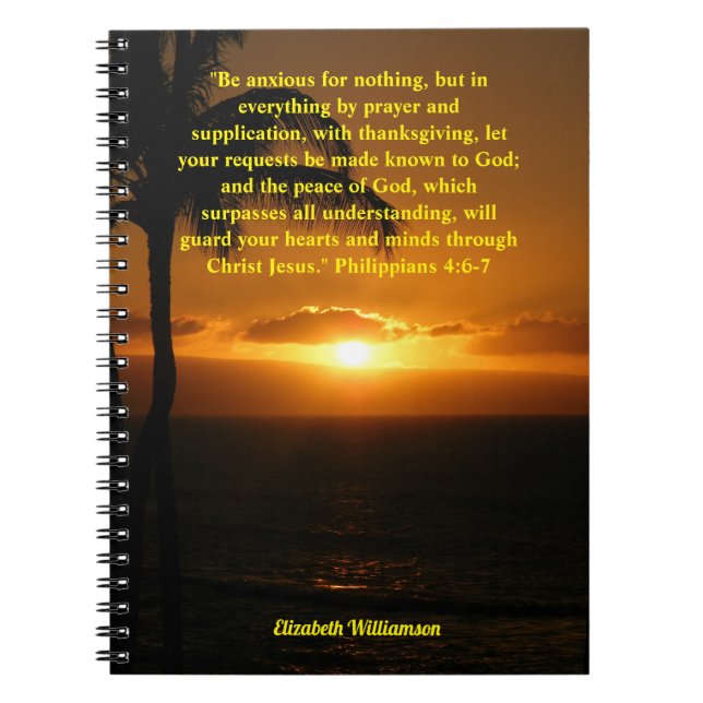 God's Word, Philippians 4:6-7, Inspiration, Prayer Notebook (Front)