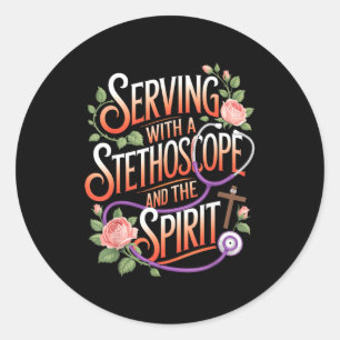 God's Work In Scrubs Jesus Faith God Cna Christian Classic Round Sticker