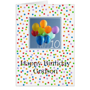 Godson, 10th birthday colored balloons cards
