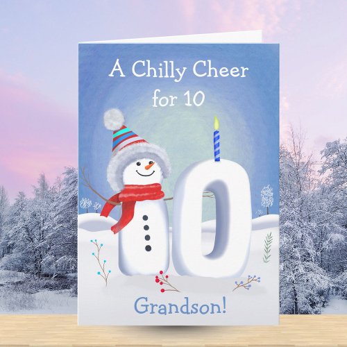 Godson 10th Birthday Snowman Snowy Ten