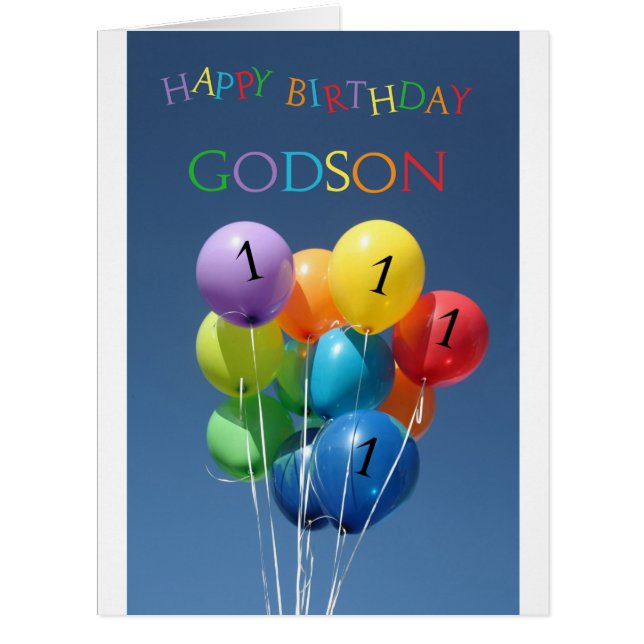 Godson, 1st birthday balloons cards (Front)