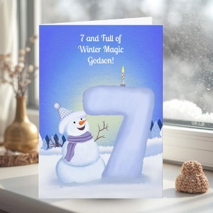 Godson 6th Birthday Snowman Snowy  Card