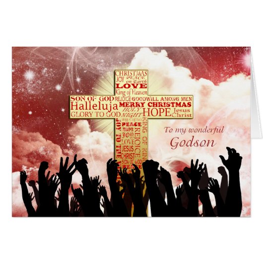 Godson, a Christian cross Christmas Cards (Front Horizontal)