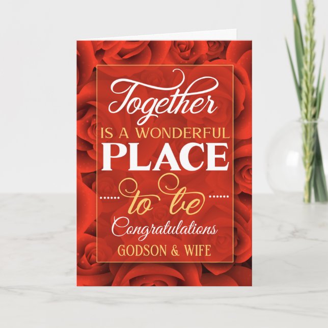 Godson and his Wife Wedding Congrats Red Roses Card (Front)