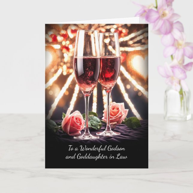 Godson and Wife Goddaughter in Law Anniversary Card (Orchid)