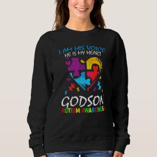 Godson Autism Awareness I Am His Voice Heart Puzzl Sweatshirt