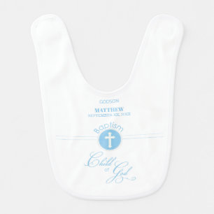 Godson Baptism Blue Child of God Personalized Baby Bib