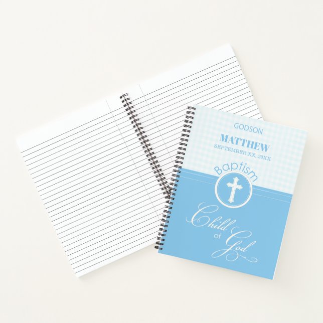 Godson Baptism Blue Child of God Personalized Notebook (Inside)
