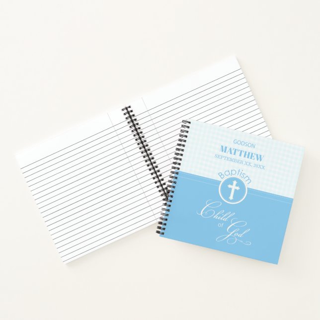 Godson Baptism Blue Child of God Personalized Notebook (Inside)