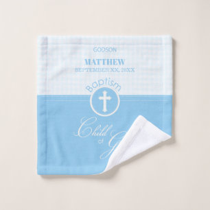 Godson Baptism Blue Child of God Personalized Wash Cloth