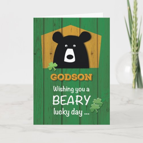 Godson Bear  Shamrocks on St Patricks Day Card