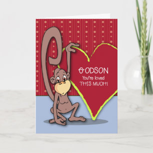 Godson Cute Monkey on Valentine’s Day Holiday Card