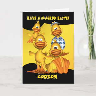 Godson, Easter Card With Fun Ducks Quacking Easter