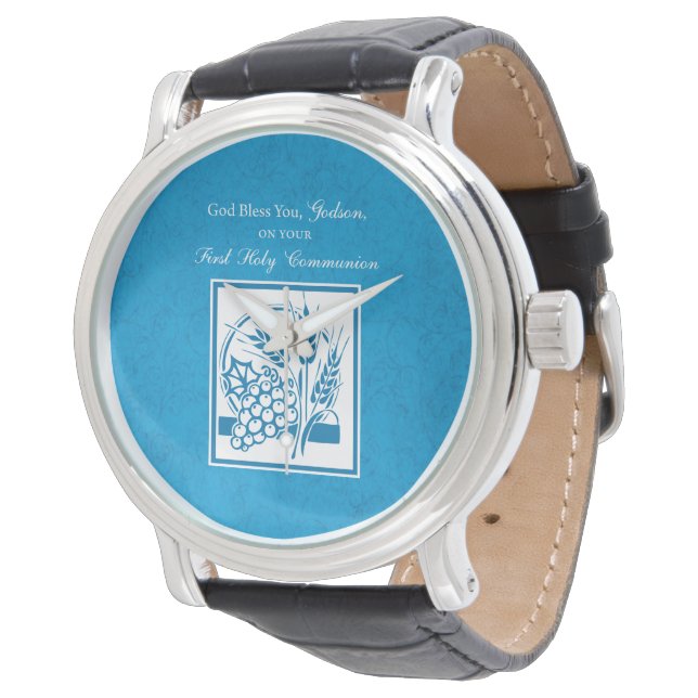 Godson First Communion, Wheat, Grapes Blue Watch (Angled)