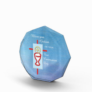 Godson, First Holy Communion, Blue Acrylic Award