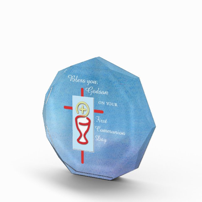 Godson, First Holy Communion, Blue Acrylic Award (Right)