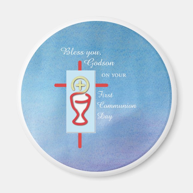 Godson, First Holy Communion, Blue Magnet (Front)