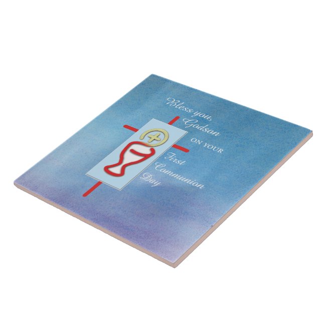 Godson, First Holy Communion, Blue Tile (Side)