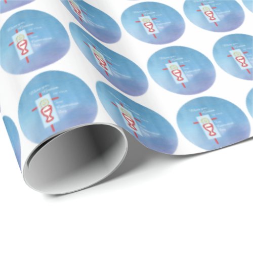 Godson First Holy Communion Blue Wrapping Paper