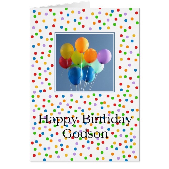Godson, Happy birthday colored balloons Cards (Front)