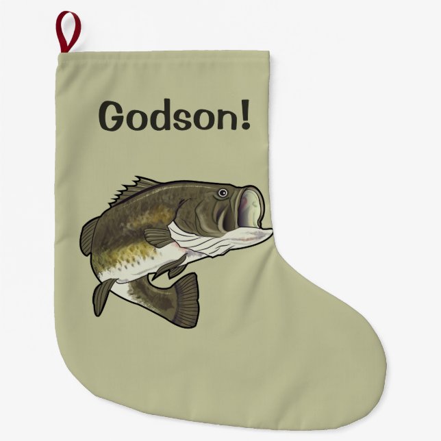 Godson: Largemouth Bass Large Christmas Stocking (Front)
