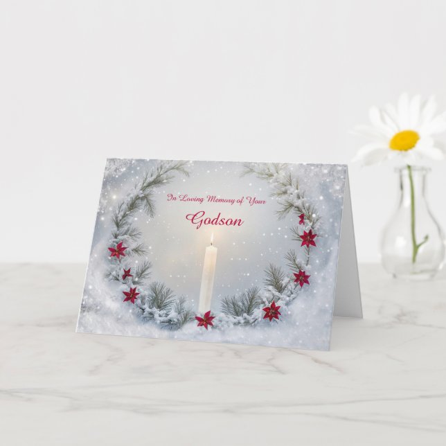 Godson Memorial Remembrance at Christmas Candle Card (Small Plant)