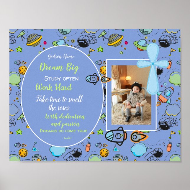 Godson Motivational Encouragement Gift Personalize Poster (Front)
