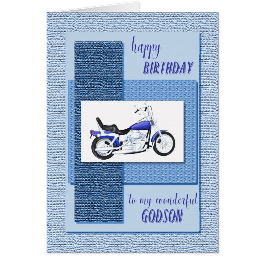Godson, motor bike birthday cards (Front)