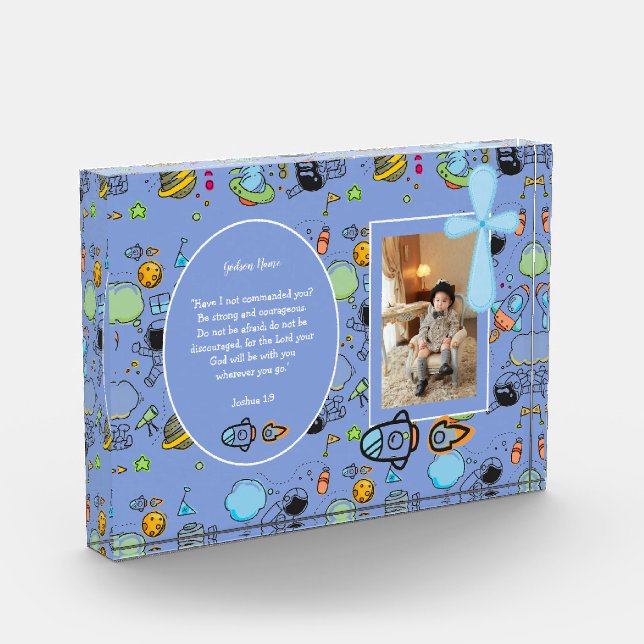 Godson Photo Motivational Words Space Personalized Acrylic Award (Left)