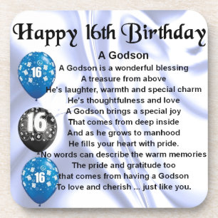 Godson poem - 16th Birthday Design Coaster