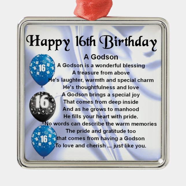 Godson poem - 16th Birthday Design Metal Ornament (Front)
