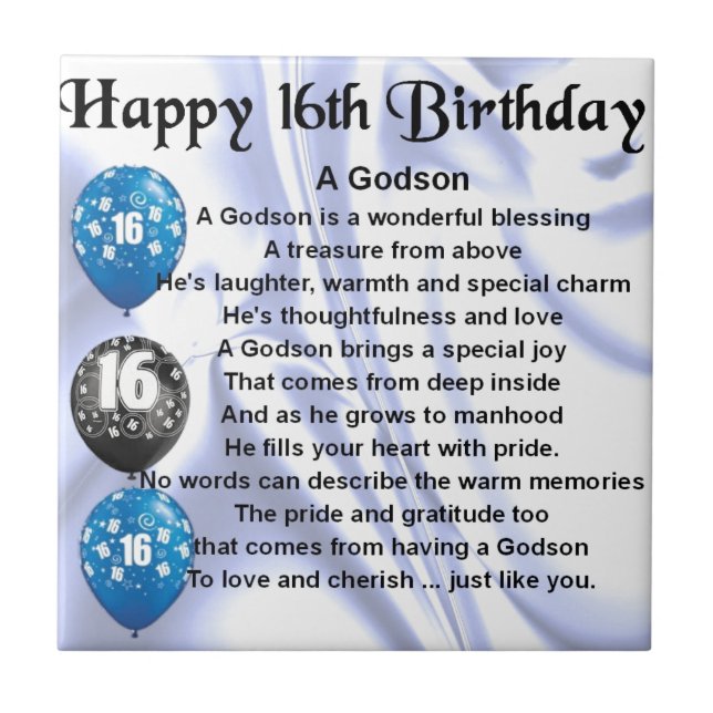 Godson poem - 16th Birthday Design Tile (Front)