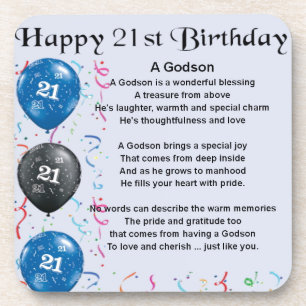 Godson Poem - 21st Birthday Beverage Coaster