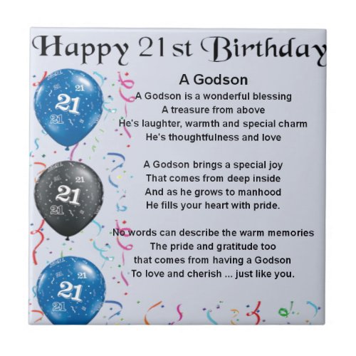 Godson Poem _ 21st Birthday Tile