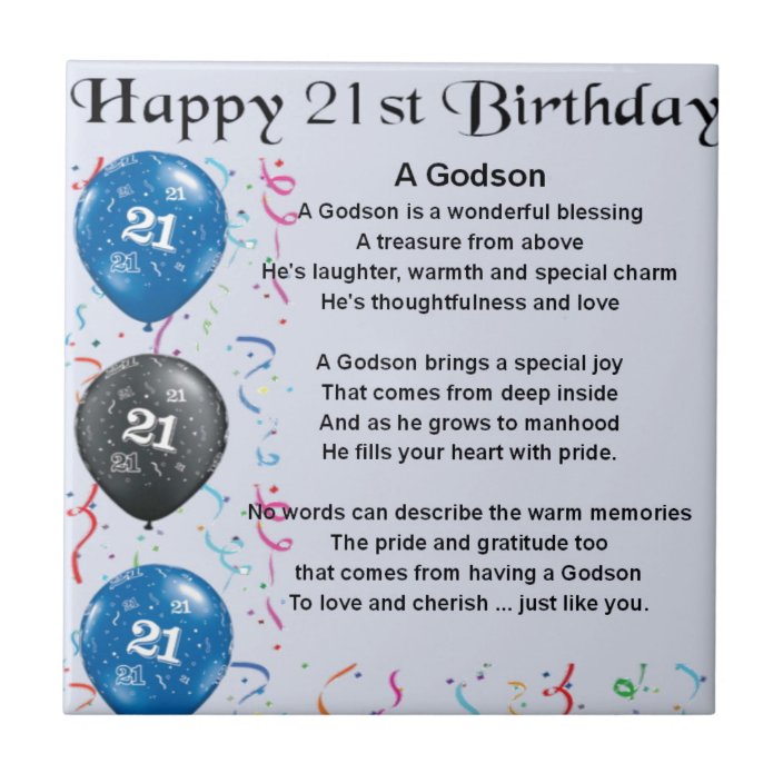 Godson Poem - 21st Birthday Tile | Zazzle.com