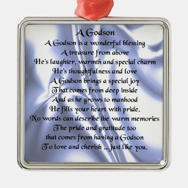 Godson poem - Blue Silk Design Metal Ornament (Front)