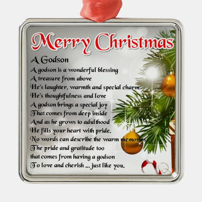 Godson poem - Christmas Design Metal Ornament (Front)