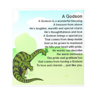 Godson poem - dinosaur design notepad