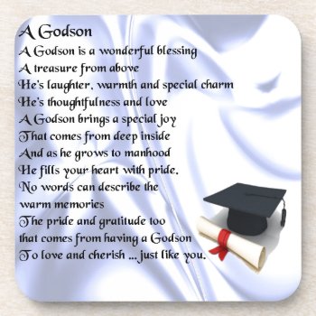 Godson Poem - Graduation Design Drink Coaster by Lastminutehero at Zazzle