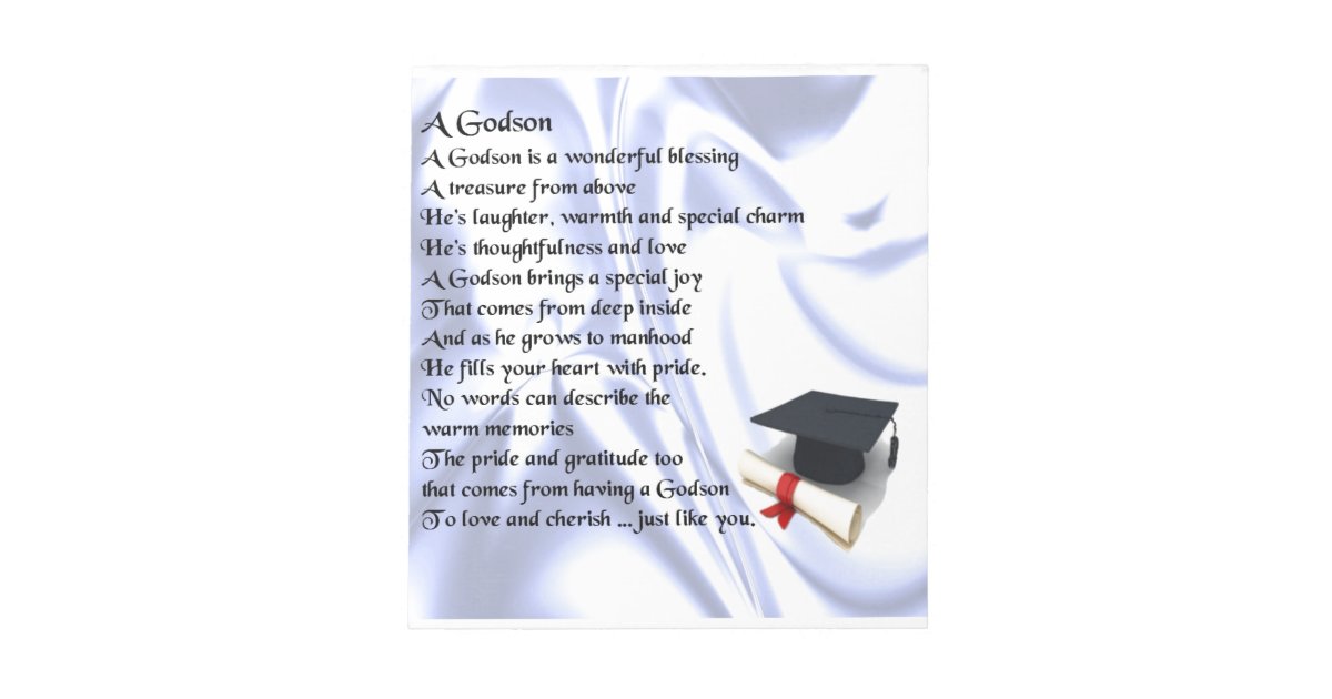 Godson poem - Graduation design Notepad | Zazzle