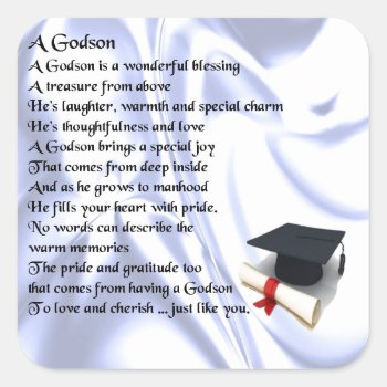 Godson Poem - Graduation Design Square Sticker by Lastminutehero at Zazzle