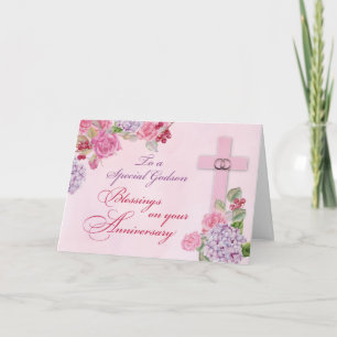 Godson Religious Wedding Anniversary Rings Cross Card