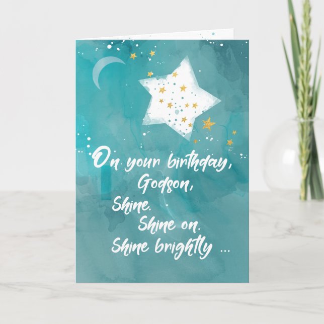 Godson Tween or Teen Birthday Night Sky Bright Card (Front)