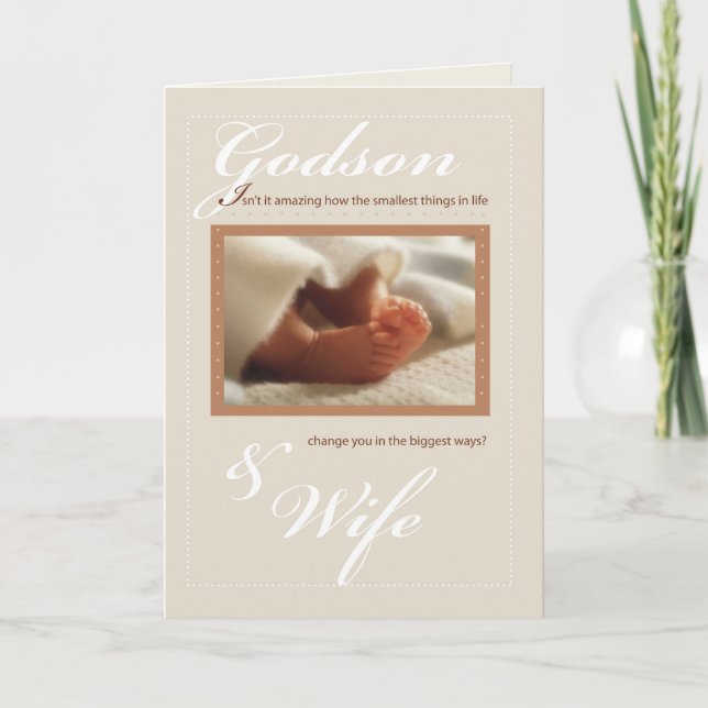 Godson & Wife Congratulations New Baby Feet Card (Front)