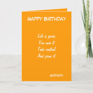 Godson's motivational birthday greeting cards
