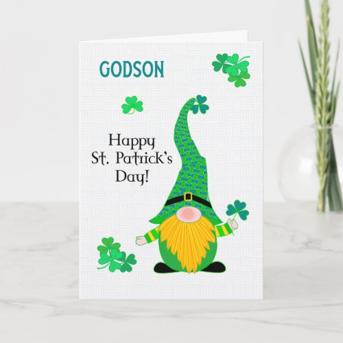 Godsons St Patricks Fun Leprechaun Gnome Card