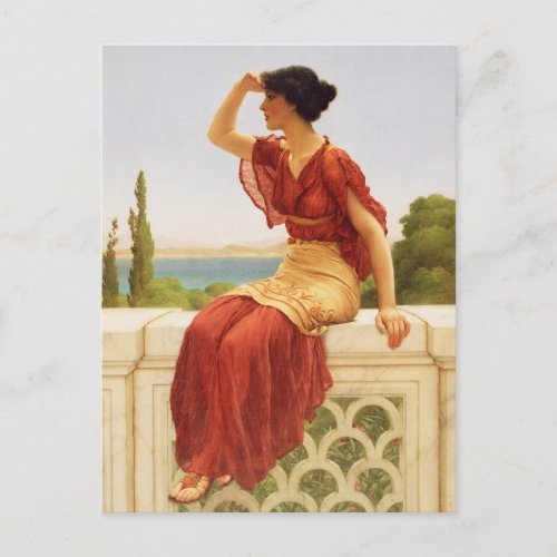 Godward The Signal Beautiful Woman Portrait Art Postcard