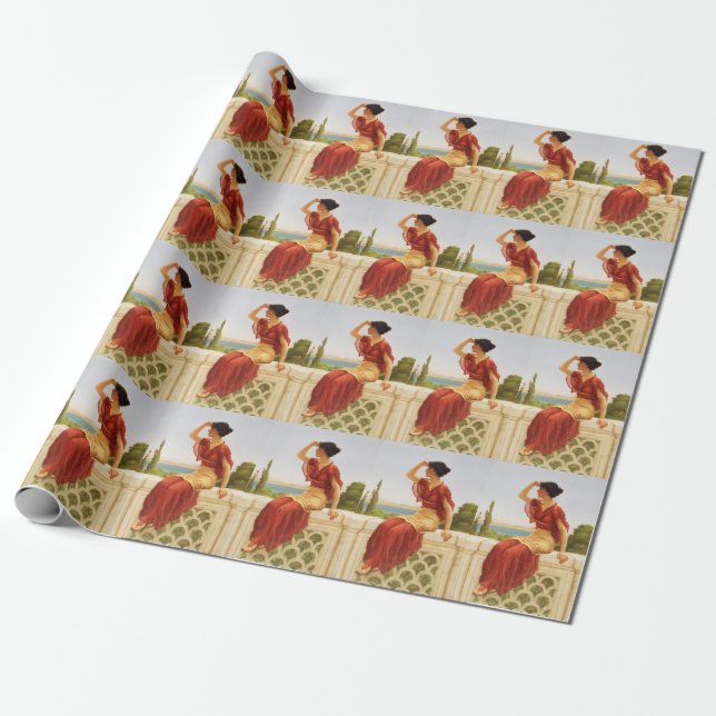 Godward The Signal Beautiful Woman Portrait Art Wrapping Paper (Unrolled)