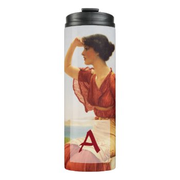 Godward The Signal Woman Portrait Art Monogram Thermal Tumbler by Then_Is_Now at Zazzle